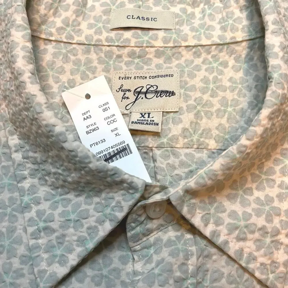 J.Crew Men’s Classic Fit Short Sleeve Button Down Floral Cotton Shirt XL NWT